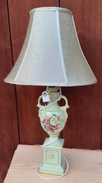 Lampka porcelanowa z abażurem, 75cm.