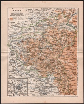 POSEN WIELKOPOLSKA stara mapa z 1888 roku