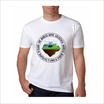 T-shirt KOCHAM GÓRY męski kolor biały - rozmiar L