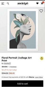 Plakat Floral Portrait by Dada22 Society6 71x96 cm