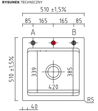 Zlewozmywak marki Śmigielski model KARA 51 