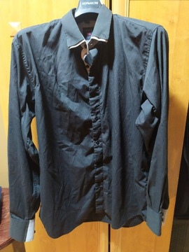 Koszula męska czarna elegancka 45/46 klatka 134 cm