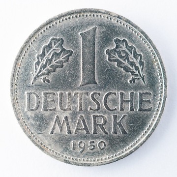 1 Deutsche Mark Arabeski i gwiazdki na rancie 1950