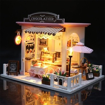 DIY Model miniKawiarenka LED Chokolatier 3D puzzle