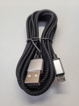 Przewód USB 3m 2A microUSB