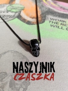 Męski Czarny Naszyjnik Czaszka Długi Skull Black