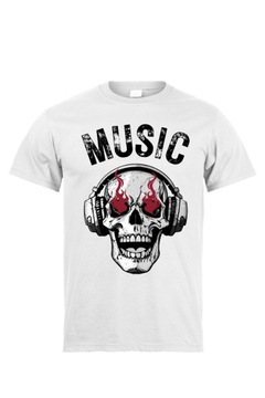 Koszulka Muzyka, czaszka biała XS S M L XL XXL 3XL