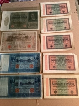 Banknoty Marki niemieckie 12 sztuk.