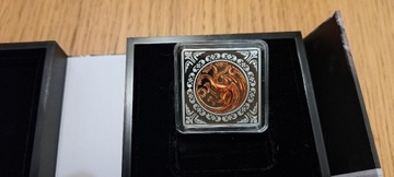 Moneta Gra o tron Targaryen Sigil srebro 999 Proof