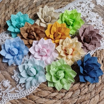 Kwiaty z tkaniny ręcznie robione mix 01