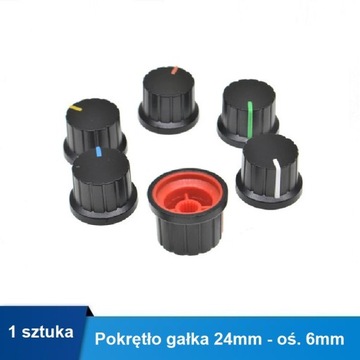 Pokrętło gałka 24mm - oś. 6mm BIAŁA