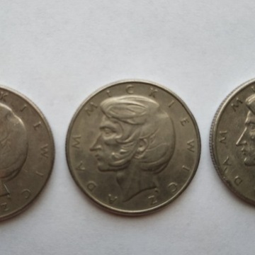 Moneta 10 zł PRL 3 szt. Adam Mickiewicz z 1975 rok