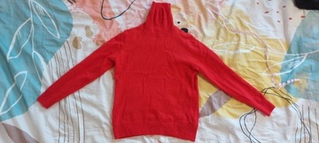 Czerwony sweter golf kaszmir 100% M&S XS