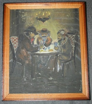 Obraz A. Wacławska - 3 Mężczyzn grających w karty