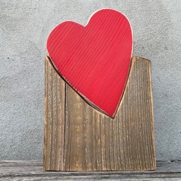 Serce z drewna Drewno Dekoracja Prezent Handemade
