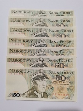 Banknoty 50 złotych 1988r. krzywo ścięte UNC , (1)