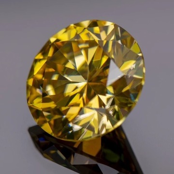 Diament Moissanit Złoty-Champagne 9mm- 3CT! VVS1-D