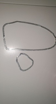Srebrny łańcuch i bransoletka