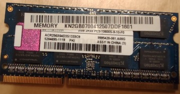 Pamięć do laptopa DDR3 Kingston 2GB