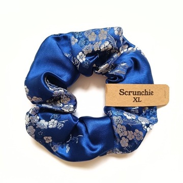 Scrunchie gumka granatowa XL satyna