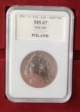 II RP. 10 złotych 1935 Piłsudskii PCG MS68