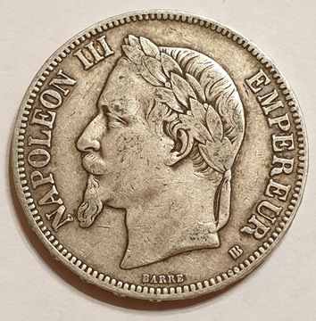 Francja 5 franków 1867 BB