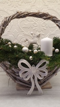 Stroik świąteczny , dekoracja ze świecą