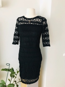 Sukienka damska XS 34 elegancka koronkowa czarna