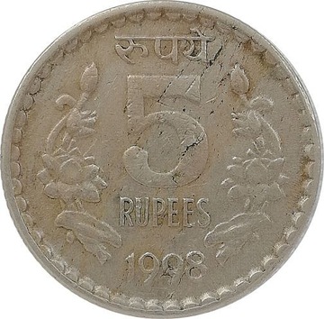 Indie 5 rupees 1998, KM#154.1