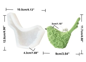 Forma silikonowa ptak w kwiaty np do mydeł świec