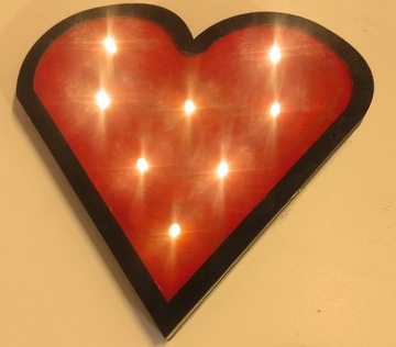 Lampka drewniana LED Serce na Walentynki Hand Made