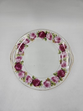 Przedwojenny talerz do ciasta patera w róże