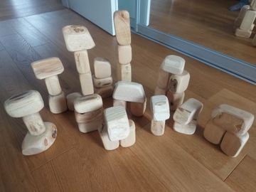 Klocki ekologiczne drewniane Montessori jesion