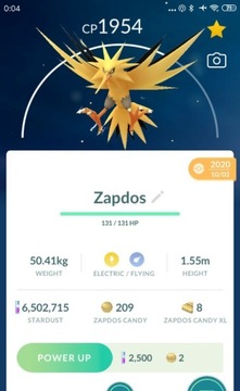 Pokemon go Zapdos Wymiana Trade 30 days