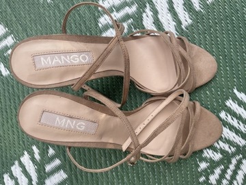 Szpilki sandałki sandały obcasy skóra Mango MNG 40