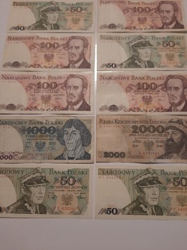 28#L 10 BANKNOTÓW PRL OD 50  DO 2000 TYSIĘCY SUPER
