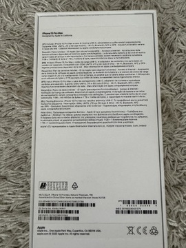 Pudełko iPhone 15pro Max Natural Titanium 1 tb