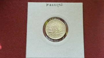 50 centymów 1917 r. Srebro*Stan.1 Francja 