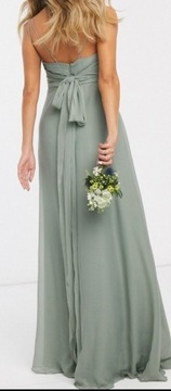 Sukienka szyfon ASOS maxi długa 44 zielona