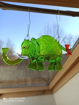 słoń - szklany witrażyk od Tomekidomek