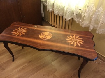 Ława - Stół stylowy zdobiony intarsją
