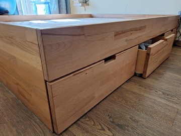 Łóżko drewniane z 6 szufladami 