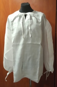 Koszula średniowieczna, wiązana, lniana, biała 