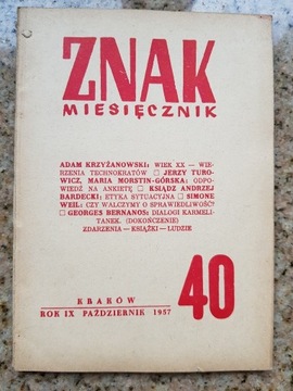 Znak miesięcznik nr 40  Październik 1957