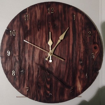 Zegar ścienny drewniany, vintage, stare drewno