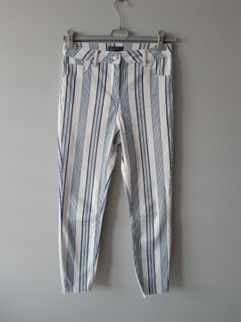 Spodnie w paski spodnie z bawełny białe M 38