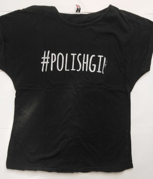 Czarna koszulka z nadrukiem "#Polishgirl"