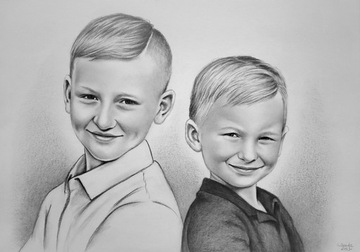 Portret ołówkiem ze zdjęcia a4 2osoby 