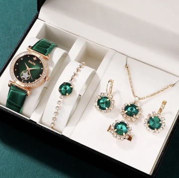 Nowy komplet / zestaw biżuterii damskiej zegarek