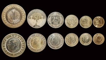 Monety Turcja - Kurusze tureckie - 6 monet